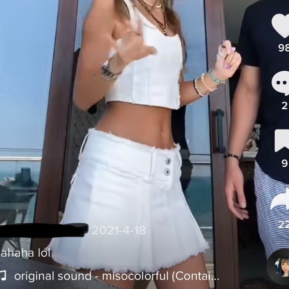 IVORY DENIM SKIRT - Picture 5 of 5